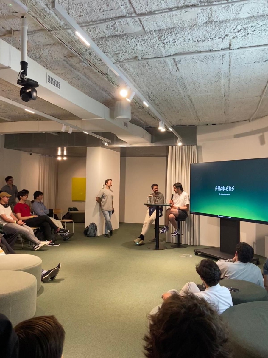 Founders answering questions at a community startup talk